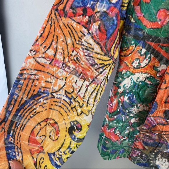 Vintage Keren Hart Floral Print Tapestry Womans Jacket Size Medium Colorful - Picture 8 of 13